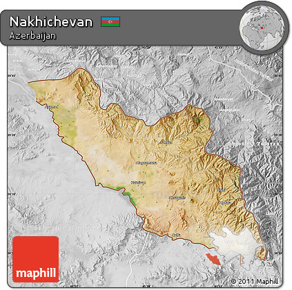 Satellite Map of Nakhichevan, lighten, desaturated