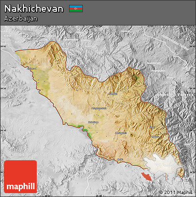 Satellite Map of Nakhichevan, lighten, desaturated