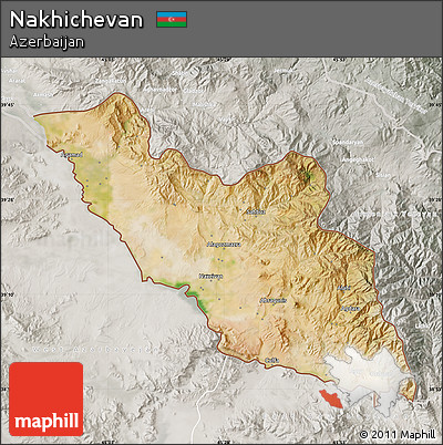 Satellite Map of Nakhichevan, lighten, semi-desaturated