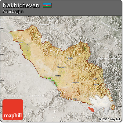 Satellite Map of Nakhichevan, lighten, semi-desaturated