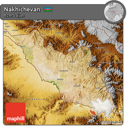 Satellite Map of Nakhichevan, physical outside