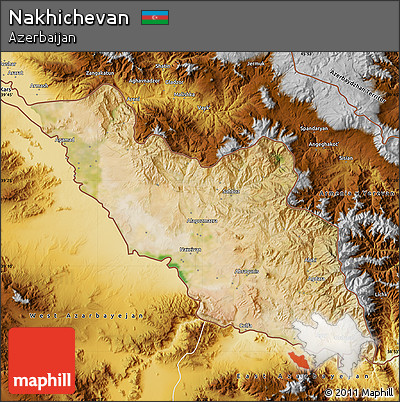 Satellite Map of Nakhichevan, physical outside