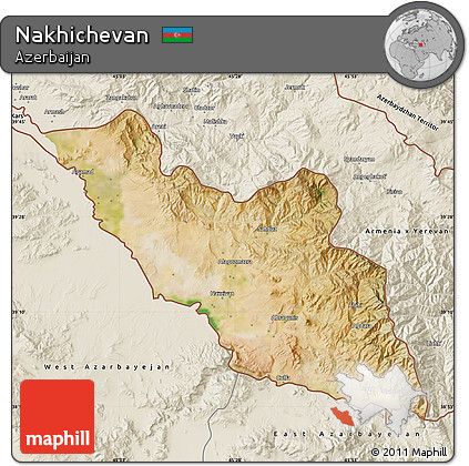 Satellite Map of Nakhichevan, shaded relief outside