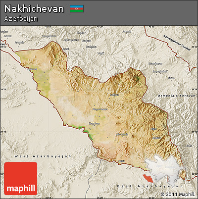 Satellite Map of Nakhichevan, shaded relief outside