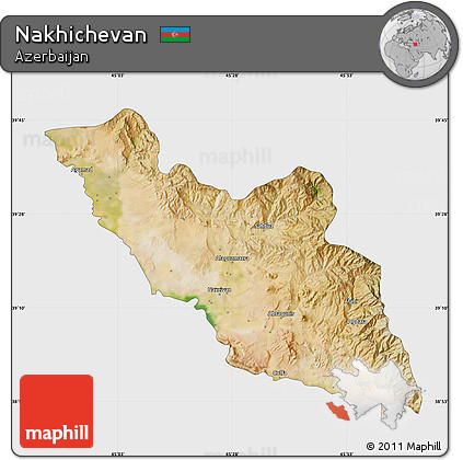 Satellite Map of Nakhichevan, single color outside