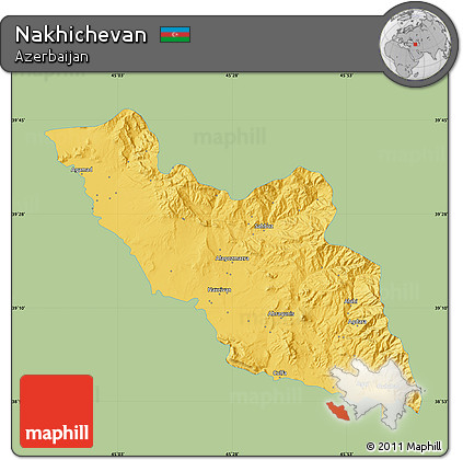 Savanna Style Map of Nakhichevan, single color outside