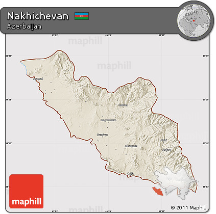 Shaded Relief Map of Nakhichevan, cropped outside