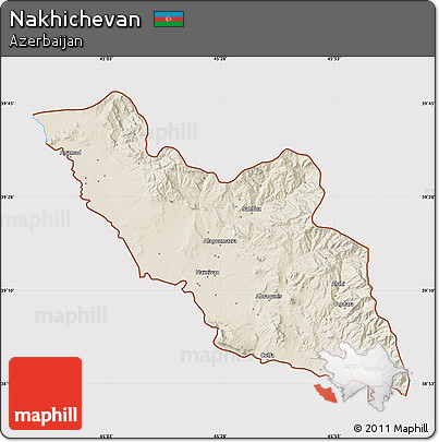 Shaded Relief Map of Nakhichevan, cropped outside