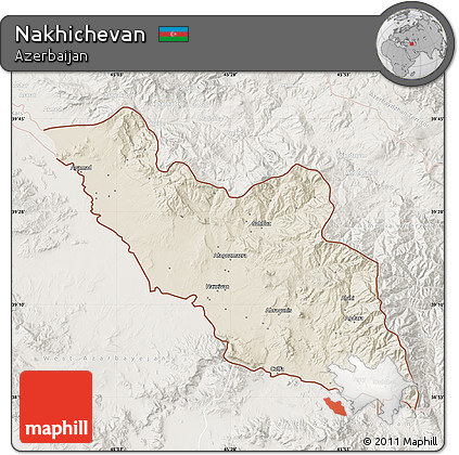 Shaded Relief Map of Nakhichevan, lighten