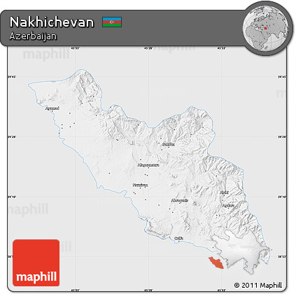 Silver Style Map of Nakhichevan, single color outside
