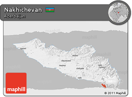 Gray Panoramic Map of Nakhichevan, single color outside