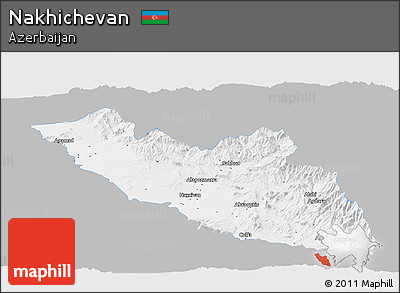 Gray Panoramic Map of Nakhichevan, single color outside