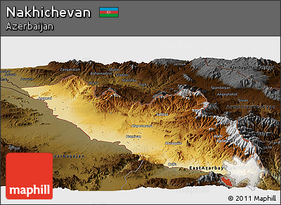 Physical Panoramic Map of Nakhichevan, darken