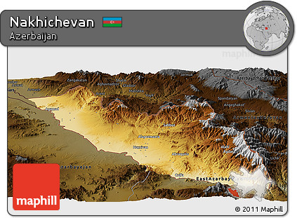 Physical Panoramic Map of Nakhichevan, darken