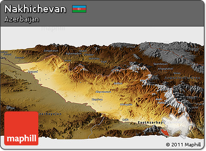 Physical Panoramic Map of Nakhichevan, darken