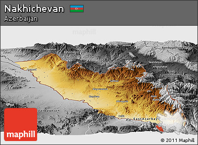 Physical Panoramic Map of Nakhichevan, desaturated