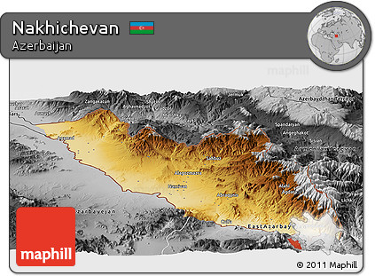 Physical Panoramic Map of Nakhichevan, desaturated