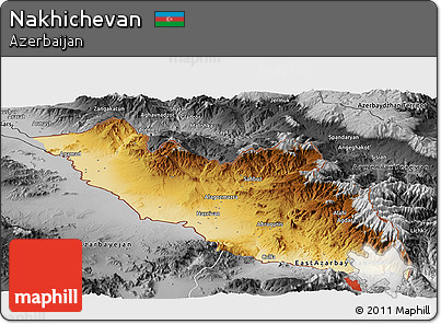 Physical Panoramic Map of Nakhichevan, desaturated