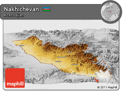 Physical Panoramic Map of Nakhichevan, lighten, desaturated