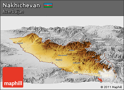 Physical Panoramic Map of Nakhichevan, lighten, desaturated