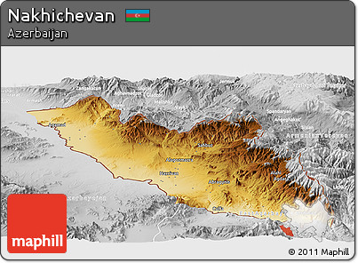 Physical Panoramic Map of Nakhichevan, lighten, desaturated