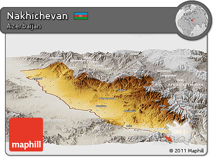 Physical Panoramic Map of Nakhichevan, lighten, semi-desaturated