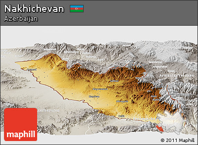 Physical Panoramic Map of Nakhichevan, lighten, semi-desaturated