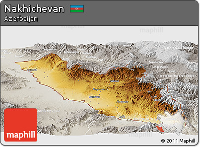Physical Panoramic Map of Nakhichevan, lighten, semi-desaturated