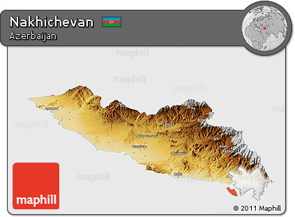Physical Panoramic Map of Nakhichevan, single color outside