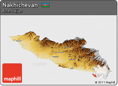 Physical Panoramic Map of Nakhichevan, single color outside