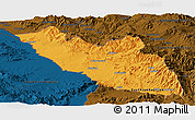 Political Panoramic Map of Nakhichevan, darken