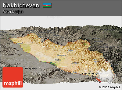 Satellite Panoramic Map of Nakhichevan, darken, semi-desaturated