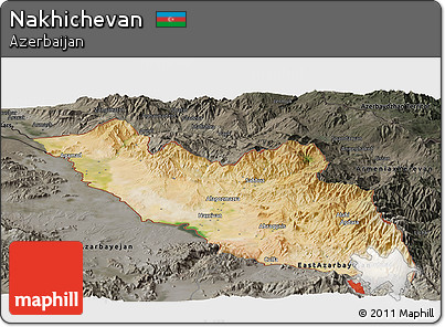 Satellite Panoramic Map of Nakhichevan, darken, semi-desaturated