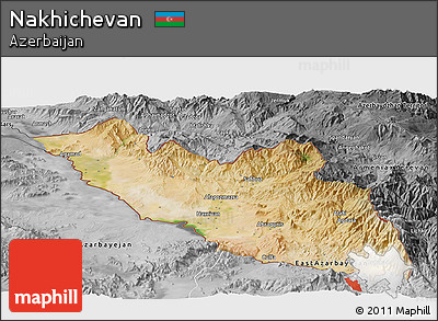 Satellite Panoramic Map of Nakhichevan, desaturated