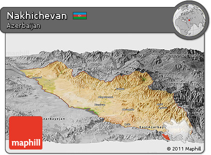 Satellite Panoramic Map of Nakhichevan, desaturated