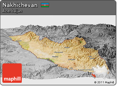 Satellite Panoramic Map of Nakhichevan, desaturated