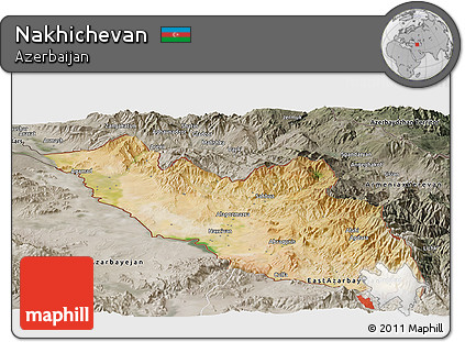 Satellite Panoramic Map of Nakhichevan, semi-desaturated