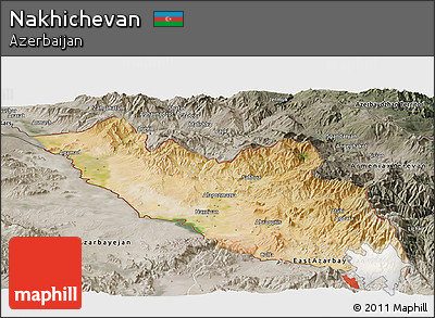 Satellite Panoramic Map of Nakhichevan, semi-desaturated