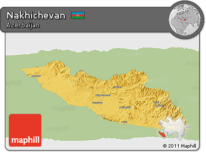 Savanna Style Panoramic Map of Nakhichevan, single color outside
