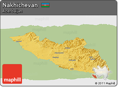Savanna Style Panoramic Map of Nakhichevan, single color outside