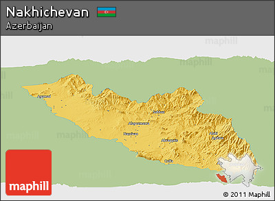 Savanna Style Panoramic Map of Nakhichevan, single color outside