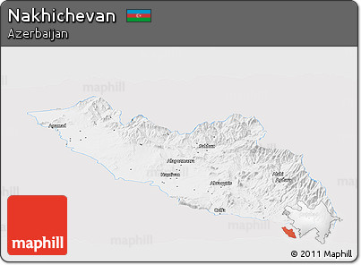 Silver Style Panoramic Map of Nakhichevan, single color outside