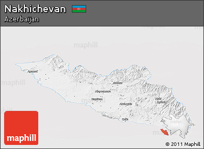 Silver Style Panoramic Map of Nakhichevan, single color outside