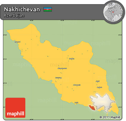 Savanna Style Simple Map of Nakhichevan, single color outside