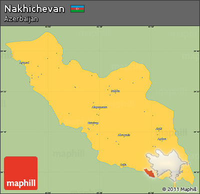 Savanna Style Simple Map of Nakhichevan, single color outside