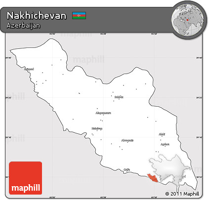 Silver Style Simple Map of Nakhichevan, cropped outside