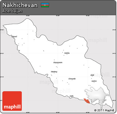 Silver Style Simple Map of Nakhichevan, cropped outside