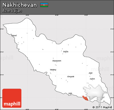Silver Style Simple Map of Nakhichevan, cropped outside