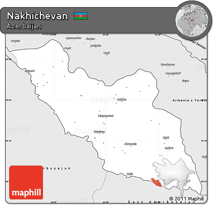 Silver Style Simple Map of Nakhichevan