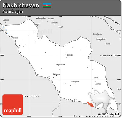 Silver Style Simple Map of Nakhichevan